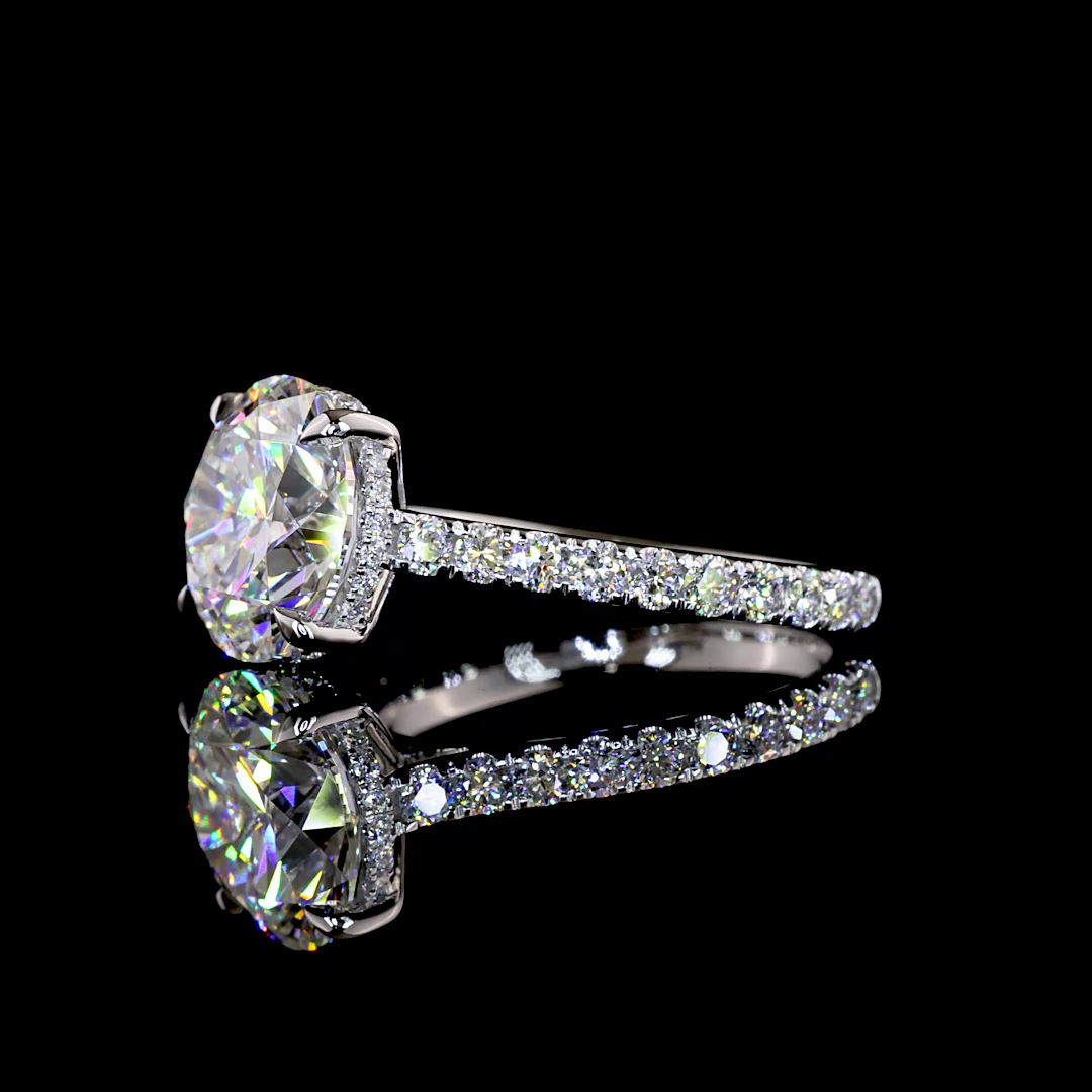 4.89 CTTW Round Lab Grown Diamond Hidden Halo Ring Sz. 6.5 (F Color and VVS2 Clarity)
