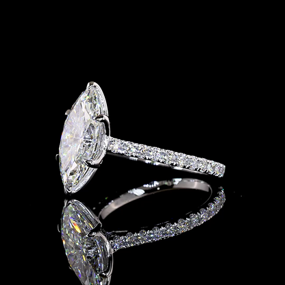 2.59 CTTW Marquise Lab Grown Diamond Solitaire Diamond Shank Ring Sz. 6.5 (E Color and VVS2 Clarity)
