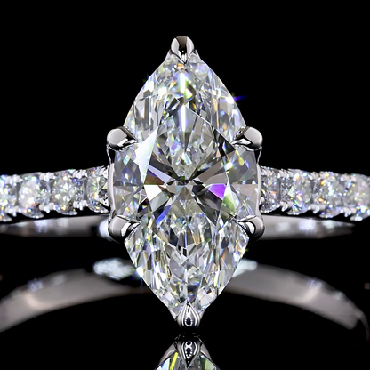 3.09 CTTW Marquise Lab Grown Diamond Solitaire Diamond Shank Ring Sz. 6.5 (E Color and VVS1 Clarity)