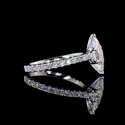3.09 CTTW Marquise Lab Grown Diamond Solitaire Diamond Shank Ring Sz. 6.5 (E Color and VVS1 Clarity)