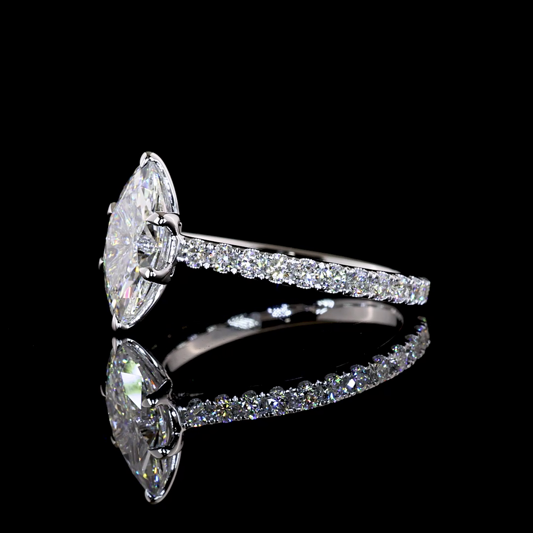 3.09 CTTW Marquise Lab Grown Diamond Solitaire Diamond Shank Ring Sz. 6.5 (E Color and VVS1 Clarity)