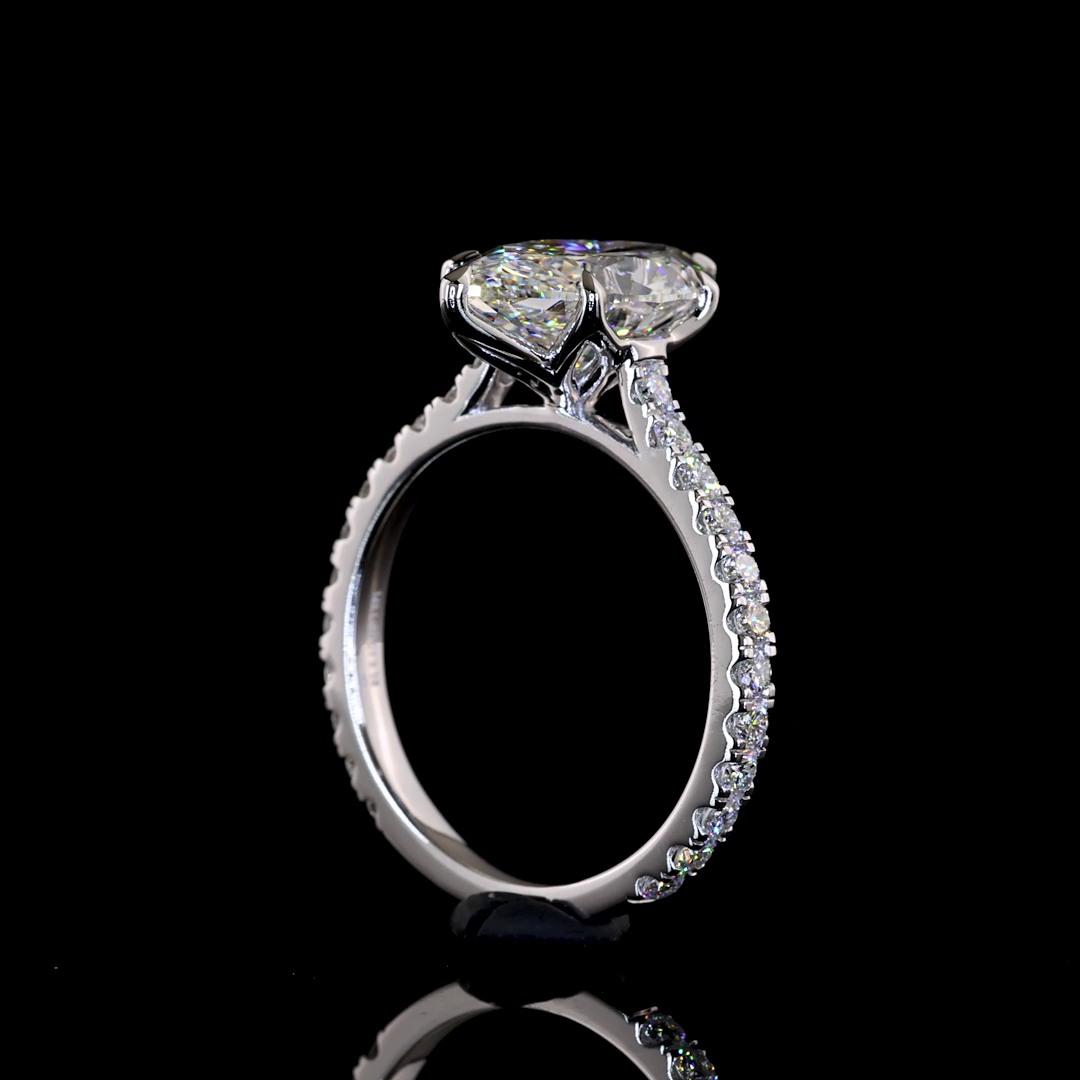 3.11 CTTW Marquise Lab Grown Diamond Solitaire Diamond Shank Ring Sz. 6.5 (E Color and VVS2 Clarity)