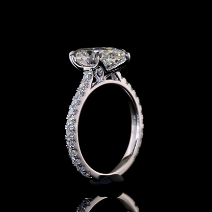 3.11 CTTW Marquise Lab Grown Diamond Solitaire Diamond Shank Ring Sz. 6.5 (E Color and VVS2 Clarity)
