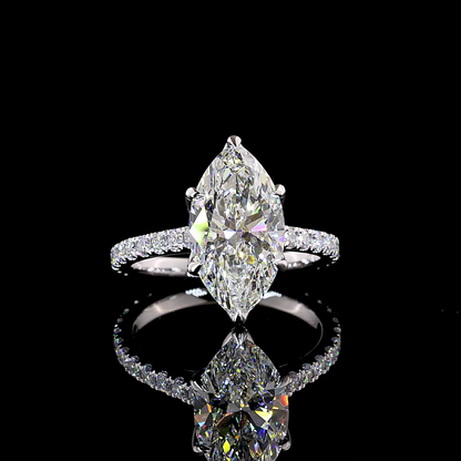 3.62 CTTW Marquise Lab Grown Diamond Solitaire Diamond Shank Ring Sz. 6.5 (F Color and VVS2 Clarity)