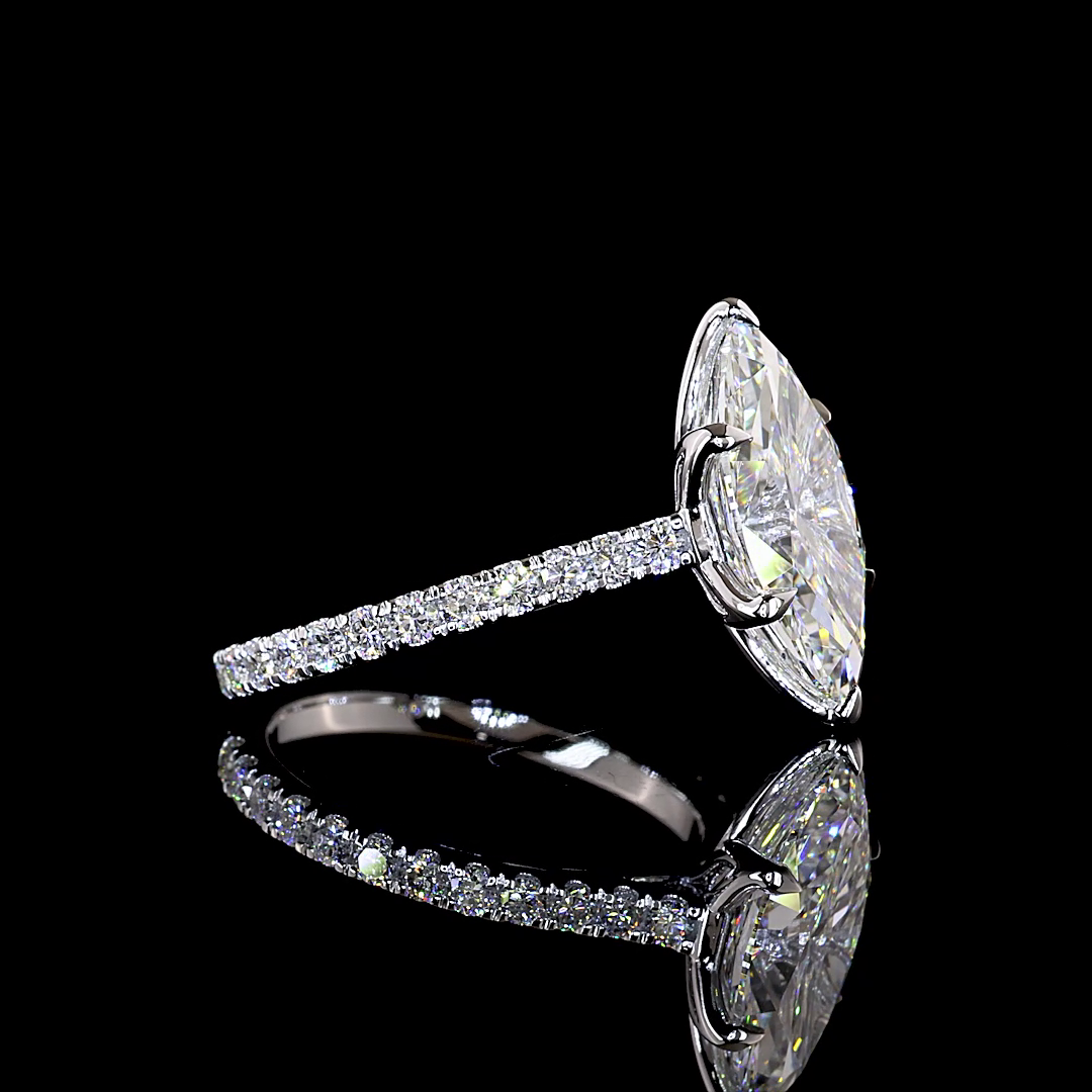 3.62 CTTW Marquise Lab Grown Diamond Solitaire Diamond Shank Ring Sz. 6.5 (F Color and VVS2 Clarity)