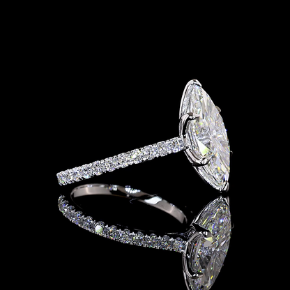 3.62 CTTW Marquise Lab Grown Diamond Solitaire Diamond Shank Ring Sz. 6.5 (F Color and VVS2 Clarity)