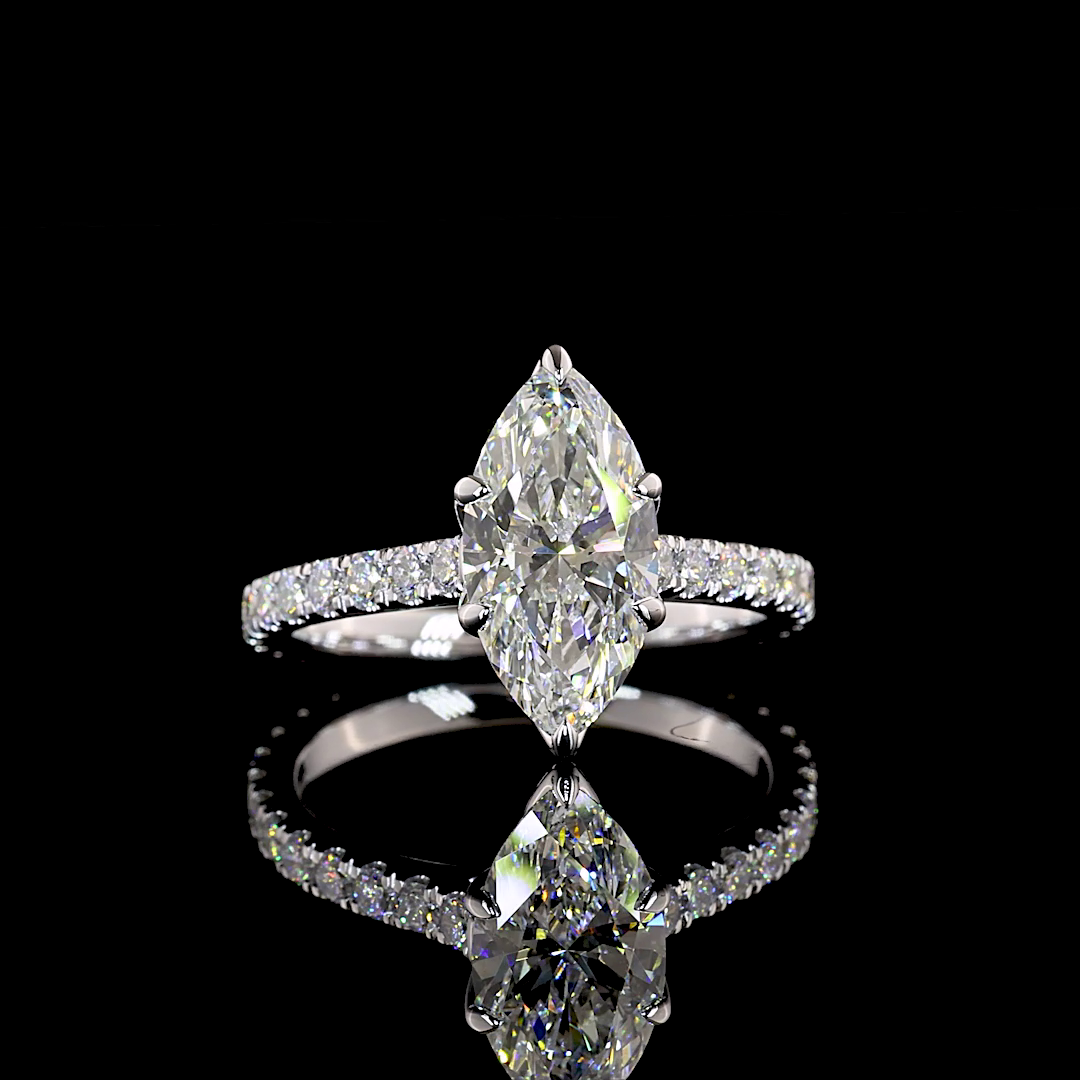 4.52 CTTW Marquise Lab Grown Diamond Solitaire Diamond Shank Ring Sz. 6.5 (F Color and VVS2 Clarity)