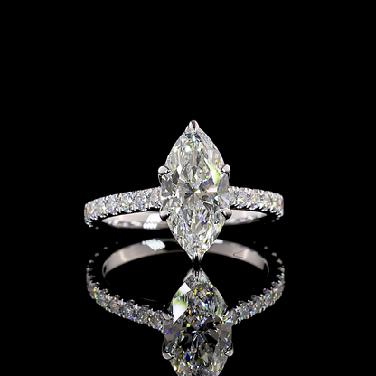 4.52 CTTW Marquise Lab Grown Diamond Solitaire Diamond Shank Ring Sz. 6.5 (F Color and VVS2 Clarity)