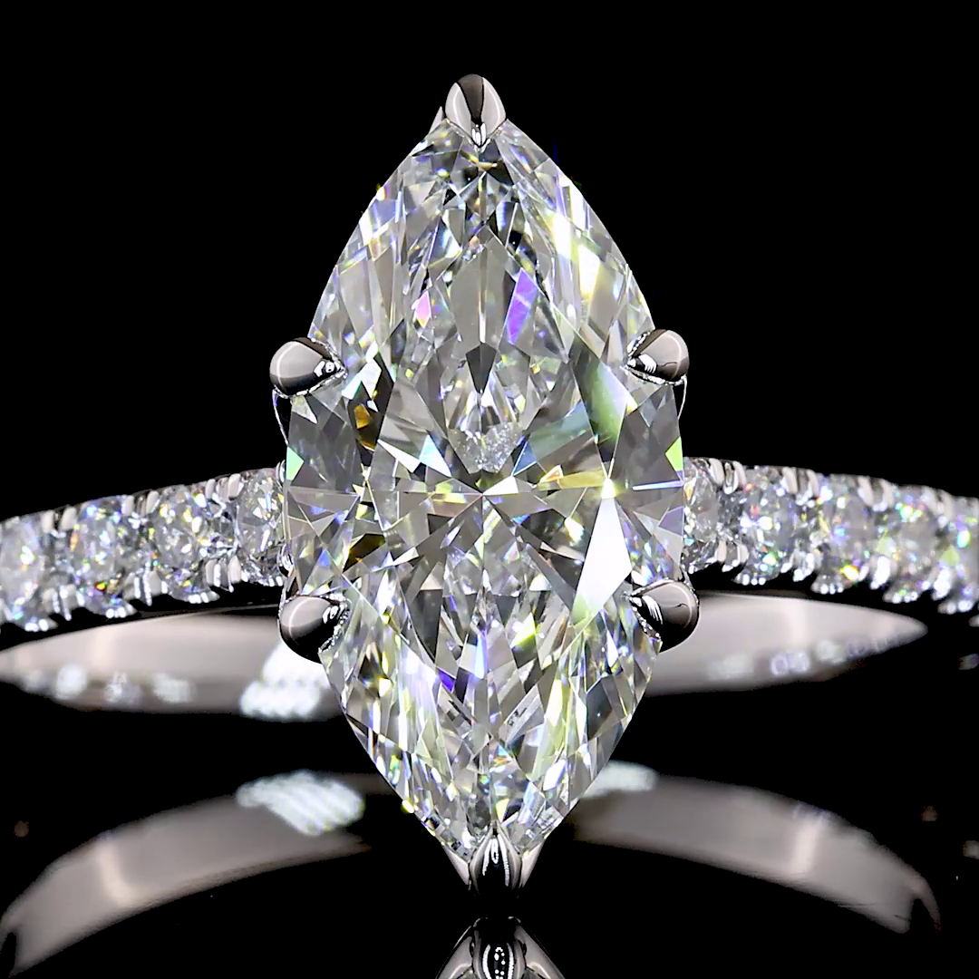 4.52 CTTW Marquise Lab Grown Diamond Solitaire Diamond Shank Ring Sz. 6.5 (F Color and VVS2 Clarity)