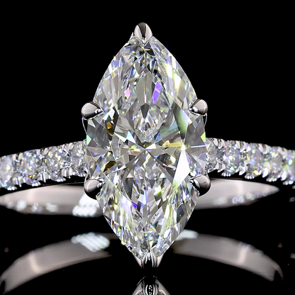 4.52 CTTW Marquise Lab Grown Diamond Solitaire Diamond Shank Ring Sz. 6.5 (F Color and VVS2 Clarity)