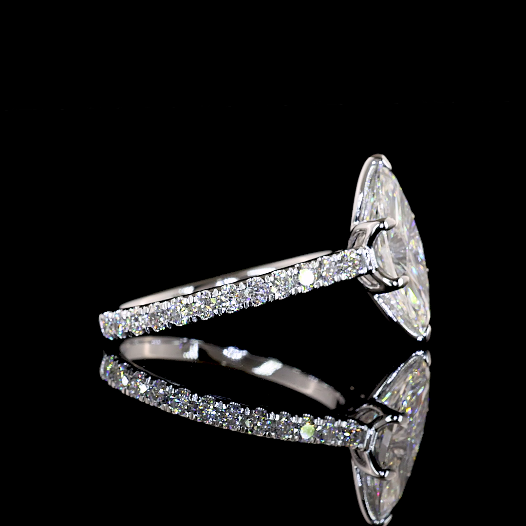 4.52 CTTW Marquise Lab Grown Diamond Solitaire Diamond Shank Ring Sz. 6.5 (F Color and VVS2 Clarity)