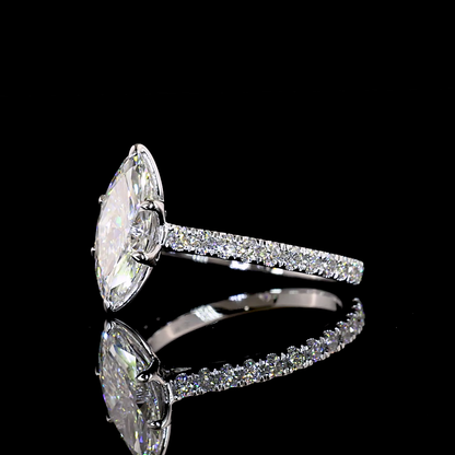 4.52 CTTW Marquise Lab Grown Diamond Solitaire Diamond Shank Ring Sz. 6.5 (F Color and VVS2 Clarity)