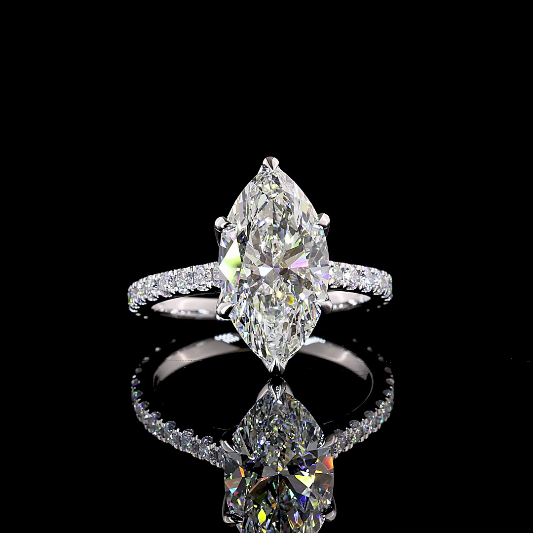 4.54 CTTW Marquise Lab Grown Diamond Solitaire Diamond Shank Ring Sz. 6.5 (F Color and VS1 Clarity)