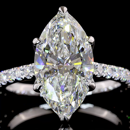 4.54 CTTW Marquise Lab Grown Diamond Solitaire Diamond Shank Ring Sz. 6.5 (F Color and VS1 Clarity)