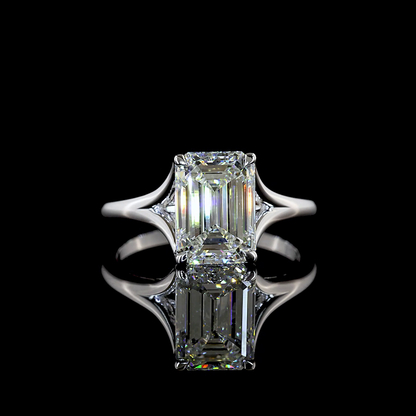 2.69 CT Emerald Lab Grown Diamond Solitaire Ring Sz. 6.5 (F Color and VVS2 Clarity)