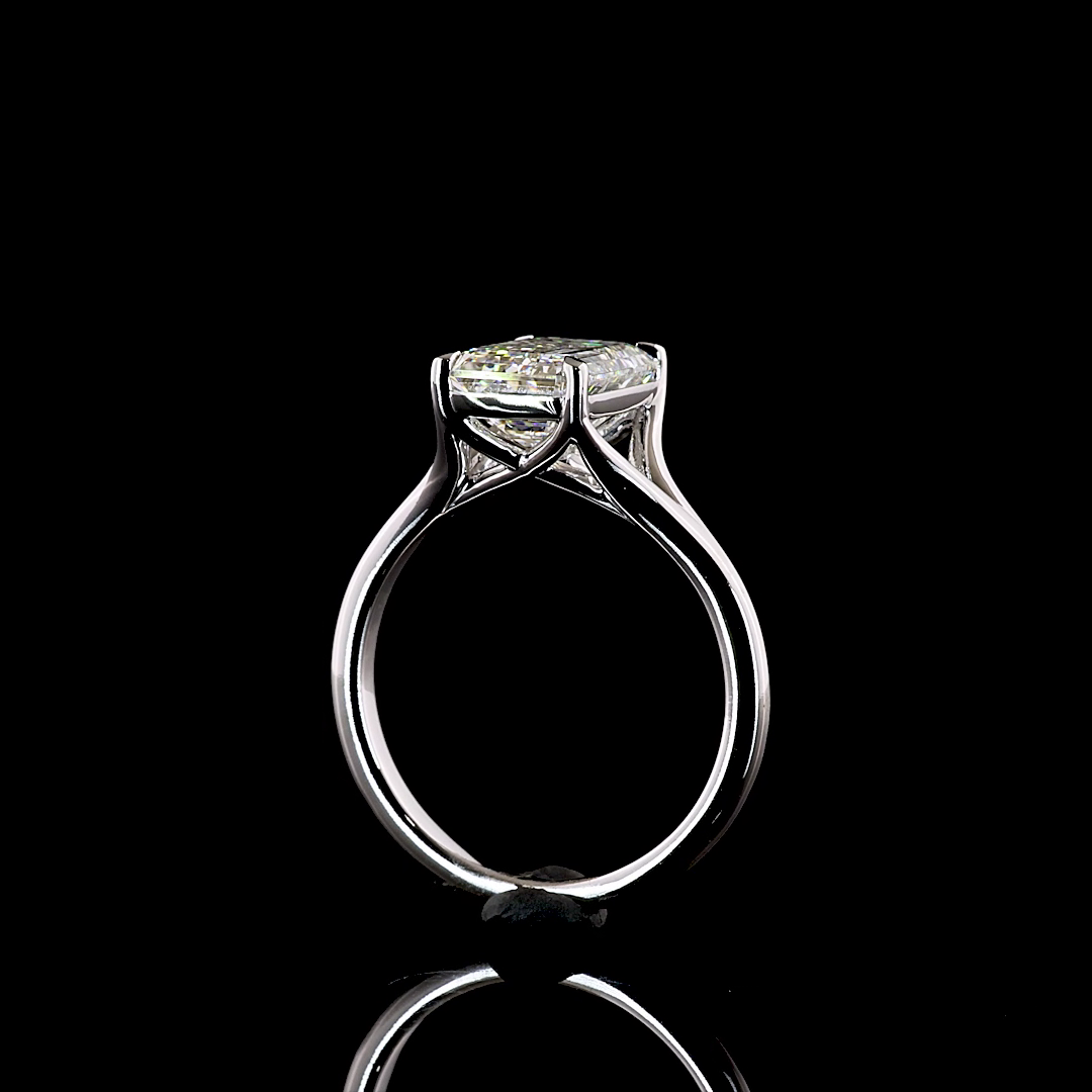 2.69 CT Emerald Lab Grown Diamond Solitaire Ring Sz. 6.5 (F Color and VVS2 Clarity)