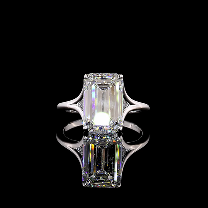 3.69 CT Emerald Lab Grown Diamond Solitaire Ring Sz. 6.5 (F Color and VVS2 Clarity)