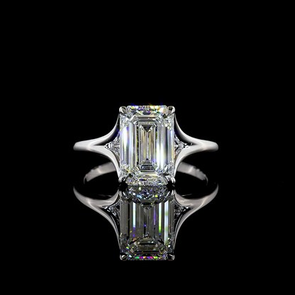 4.05 CT Emerald Lab Grown Diamond Solitaire Ring Sz. 6.5 (F Color and VVS2 Clarity)