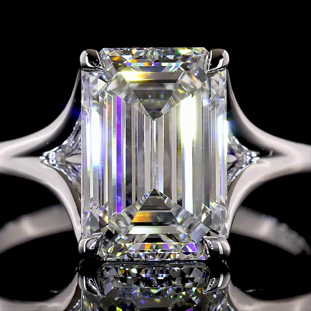 4.05 CT Emerald Lab Grown Diamond Solitaire Ring Sz. 6.5 (F Color and VVS2 Clarity)