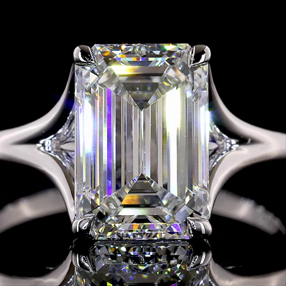 4.05 CT Emerald Lab Grown Diamond Solitaire Ring Sz. 6.5 (F Color and VVS2 Clarity)