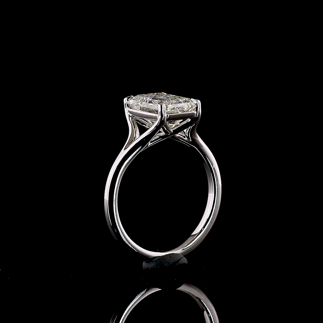 4.05 CT Emerald Lab Grown Diamond Solitaire Ring Sz. 6.5 (F Color and VVS2 Clarity)