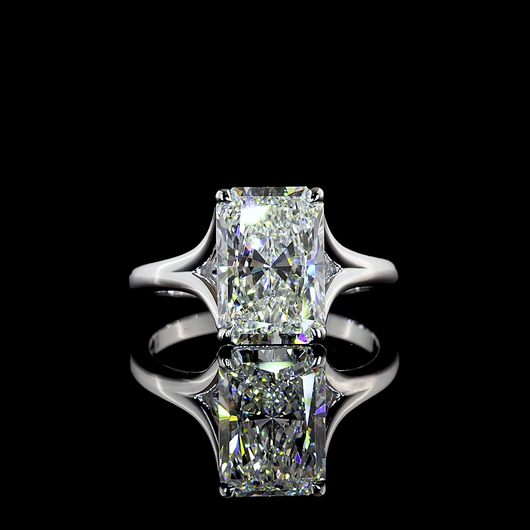 3.69 CT Radiant Lab Grown Diamond Solitaire Ring Sz. 6.5 (F Color and VVS2 Clarity)
