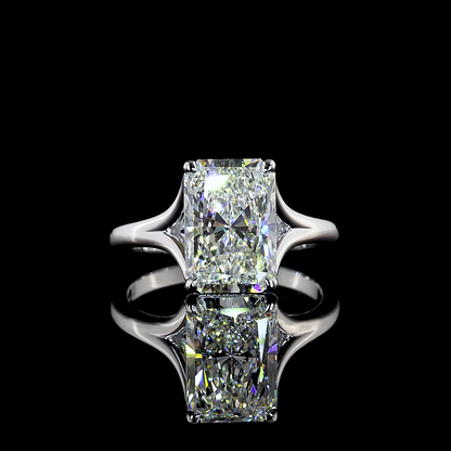 3.69 CT Radiant Lab Grown Diamond Solitaire Ring Sz. 6.5 (F Color and VVS2 Clarity)
