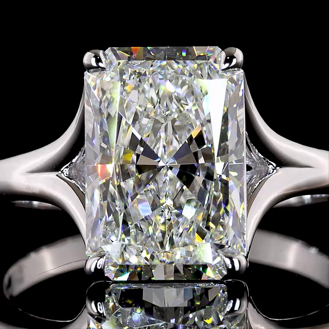 3.69 CT Radiant Lab Grown Diamond Solitaire Ring Sz. 6.5 (F Color and VVS2 Clarity)