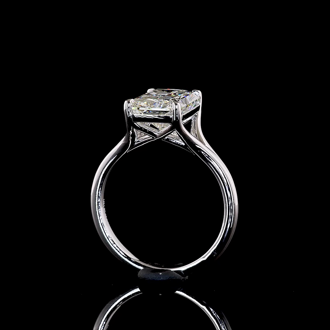 3.69 CT Radiant Lab Grown Diamond Solitaire Ring Sz. 6.5 (F Color and VVS2 Clarity)