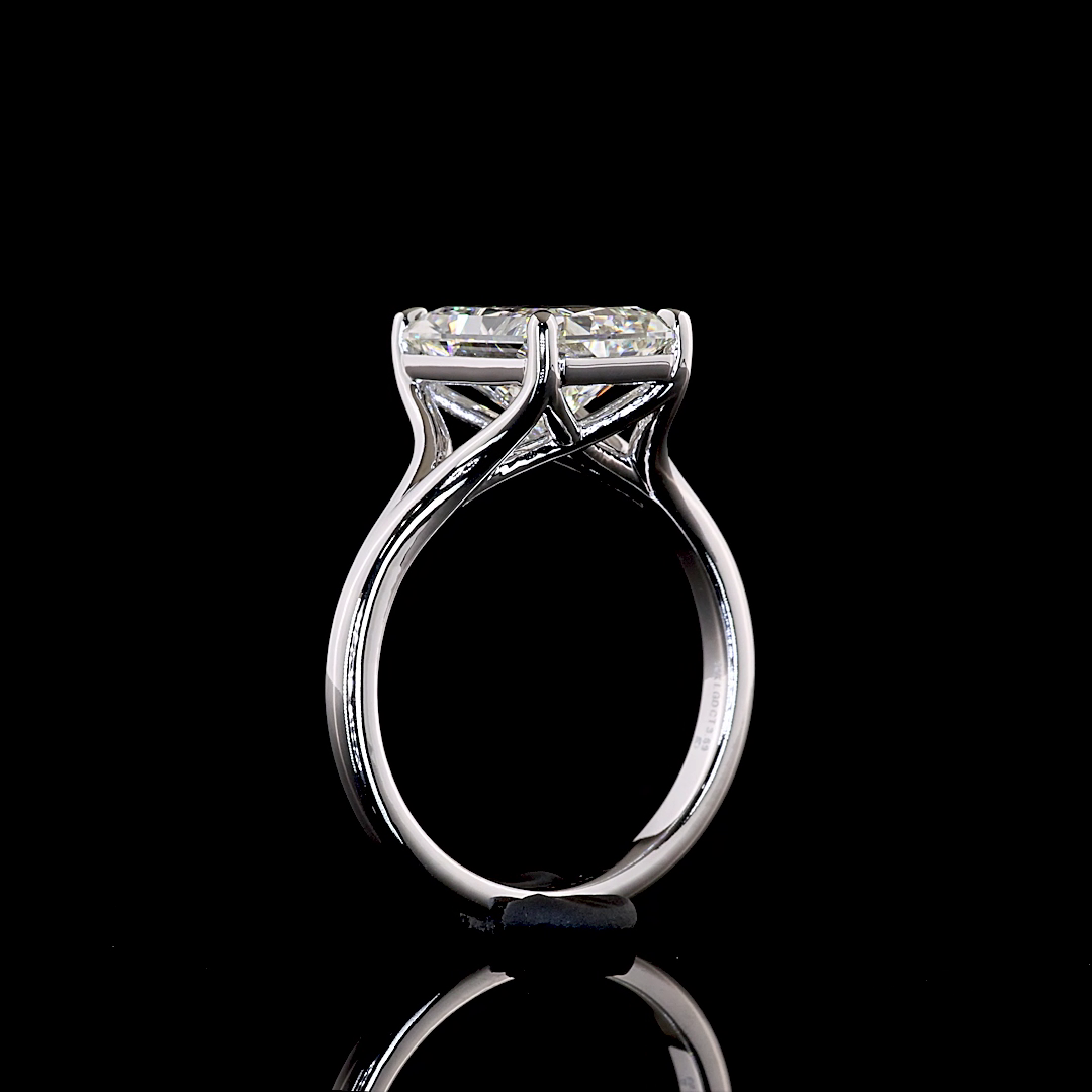 3.69 CT Radiant Lab Grown Diamond Solitaire Ring Sz. 6.5 (F Color and VVS2 Clarity)