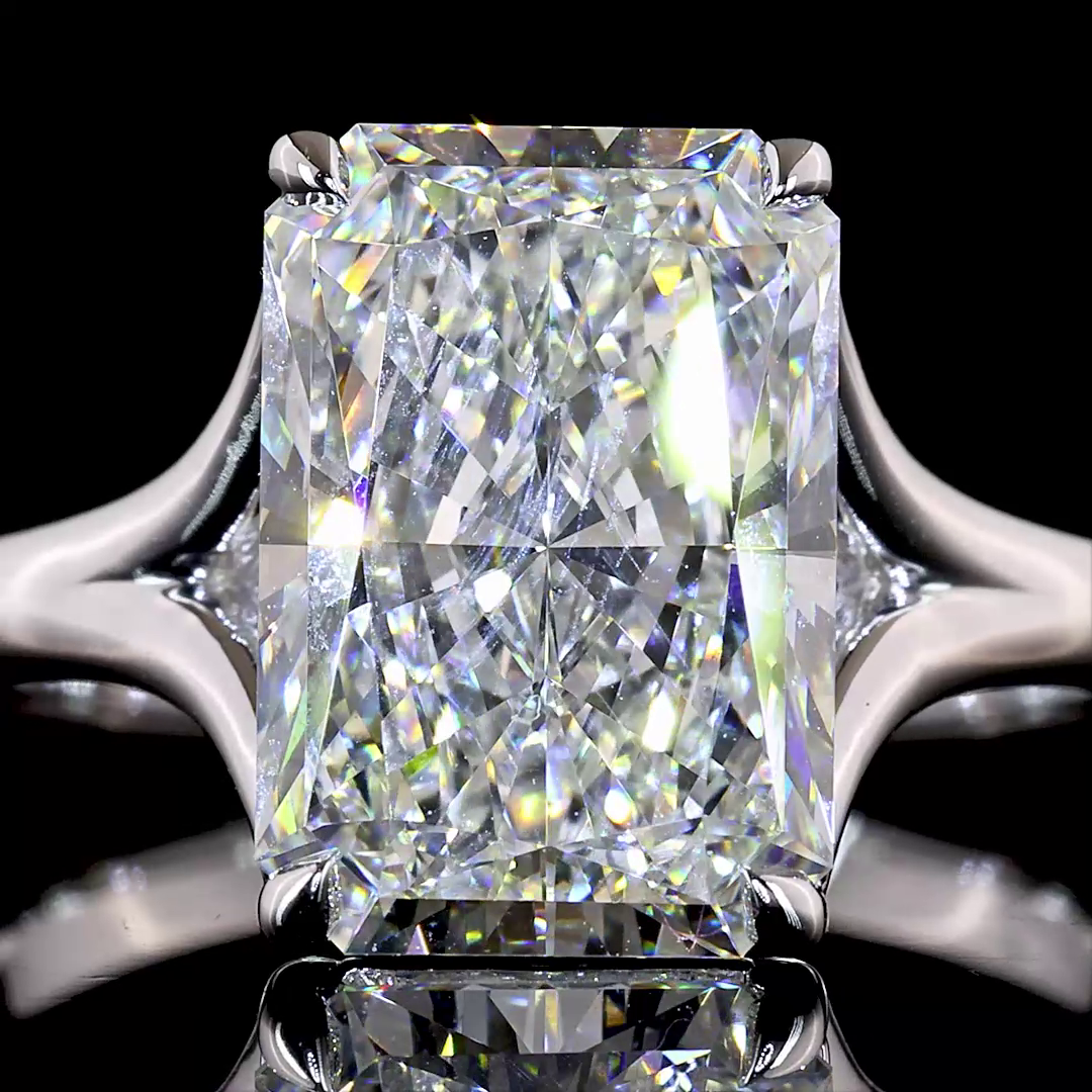 4.12 CT Radiant Lab Grown Diamond Solitaire Ring Sz. 6.5 (F Color and VVS2 Clarity)