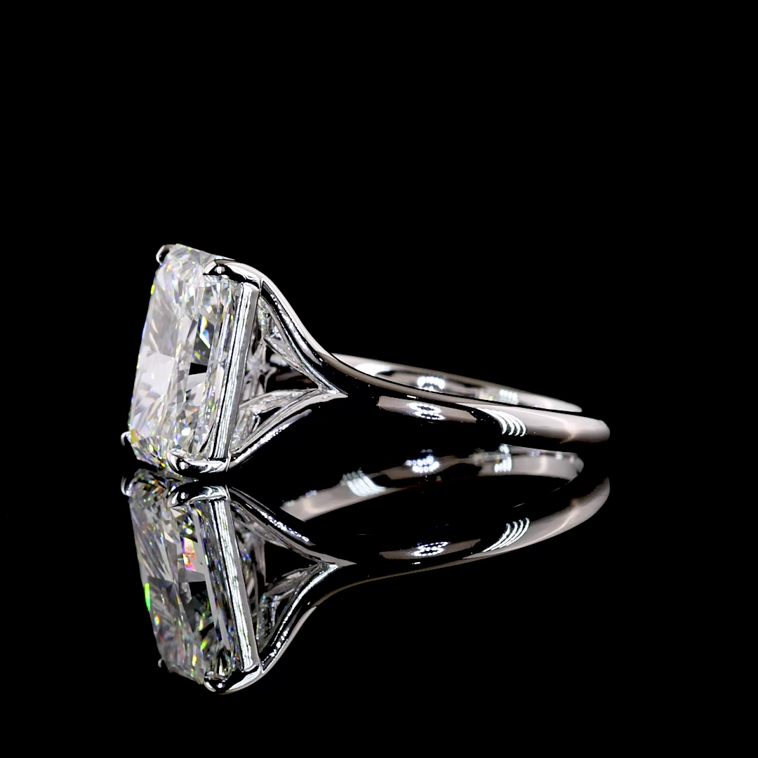 4.12 CT Radiant Lab Grown Diamond Solitaire Ring Sz. 6.5 (F Color and VVS2 Clarity)