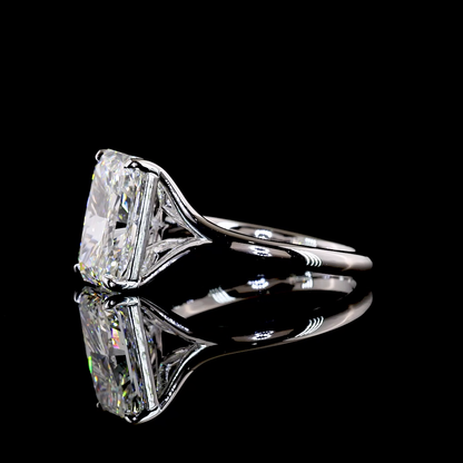 4.12 CT Radiant Lab Grown Diamond Solitaire Ring Sz. 6.5 (F Color and VVS2 Clarity)