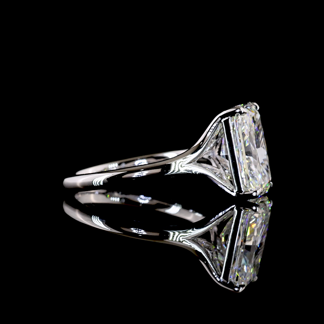 4.50 CT Radiant Lab Grown Diamond Solitaire Ring Sz. 6.5 (F Color and VVS2 Clarity)