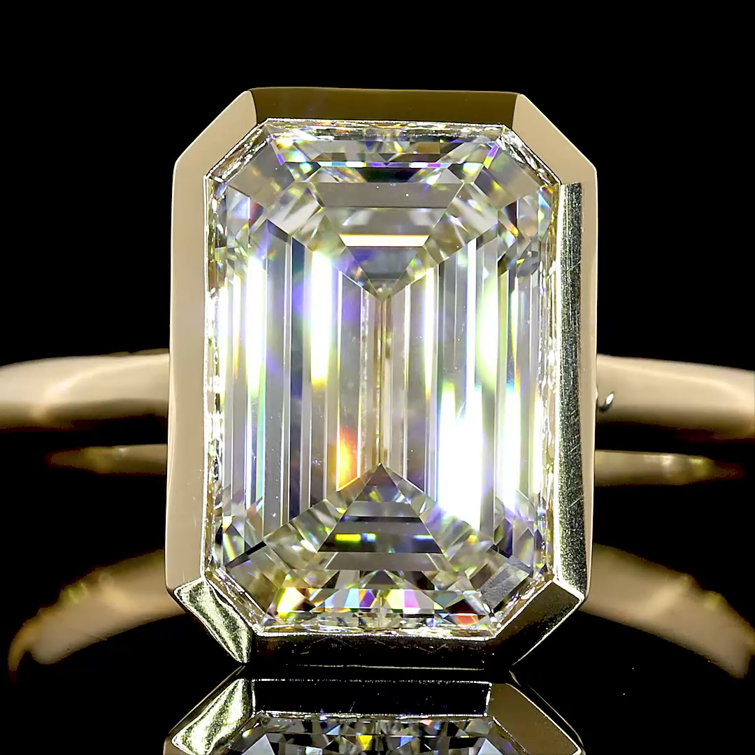 3.22 CT Emerald Lab Grown Diamond Solitaire Ring Sz. 6.5 (F Color and VS1 Clarity)
