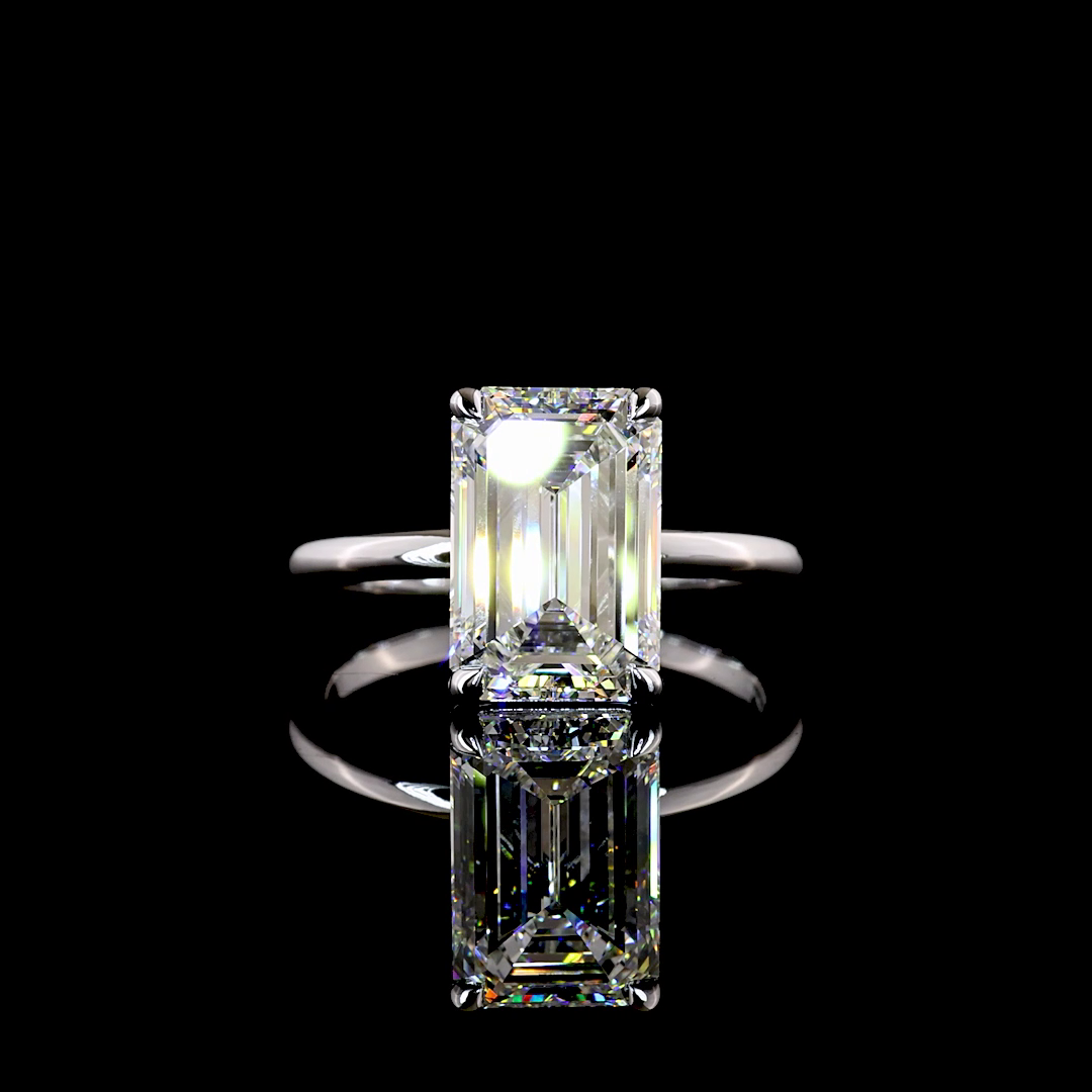 3.60 CT Emerald Lab Grown Diamond Solitaire Ring Sz. 6.5 (F Color and VS1 Clarity)