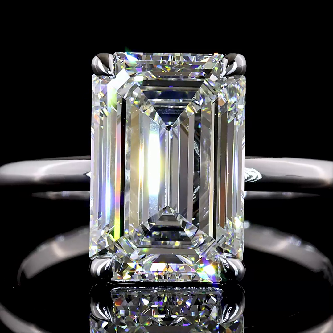 3.60 CT Emerald Lab Grown Diamond Solitaire Ring Sz. 6.5 (F Color and VS1 Clarity)