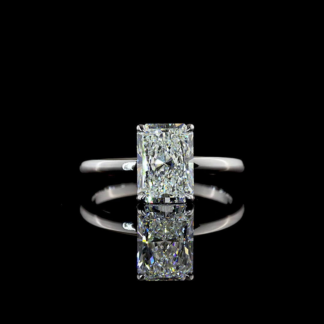 2.08 CT Radiant Lab Grown Diamond Solitaire Ring Sz. 6.5 (F Color and VVS2 Clarity)