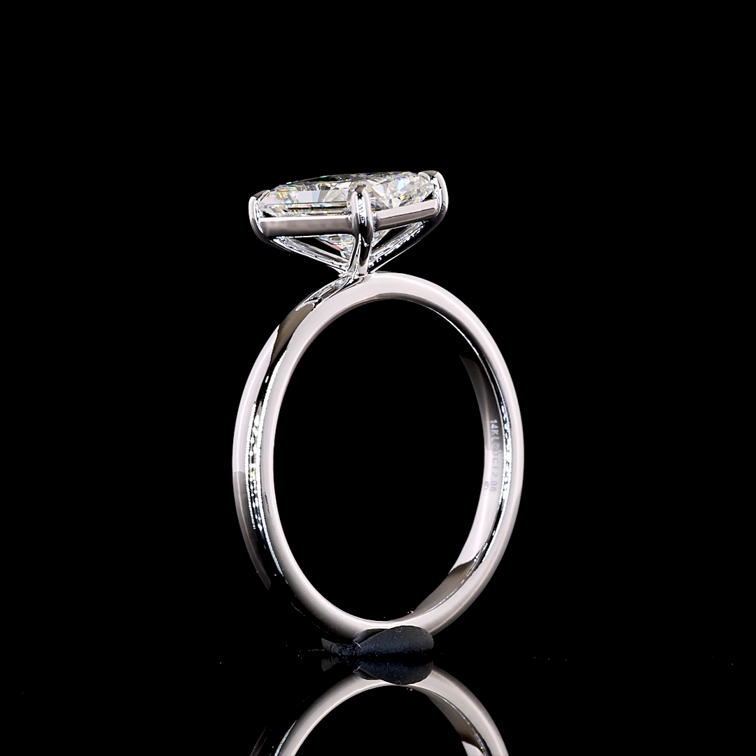 2.08 CT Radiant Lab Grown Diamond Solitaire Ring Sz. 6.5 (F Color and VVS2 Clarity)