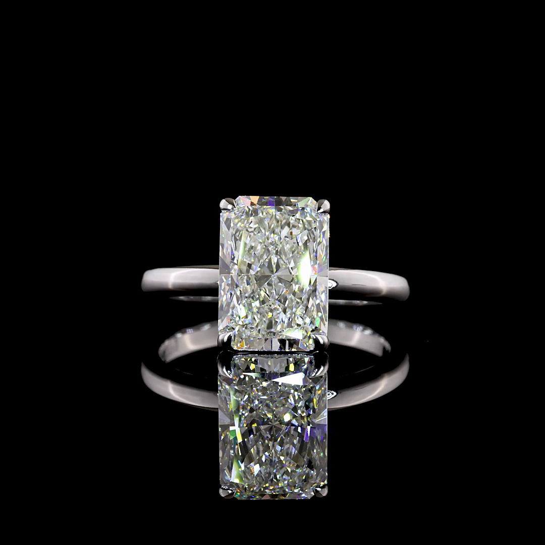 3.52 CT Radiant Lab Grown Diamond Solitaire Ring Sz. 6.5 (F Color and VS1 Clarity)
