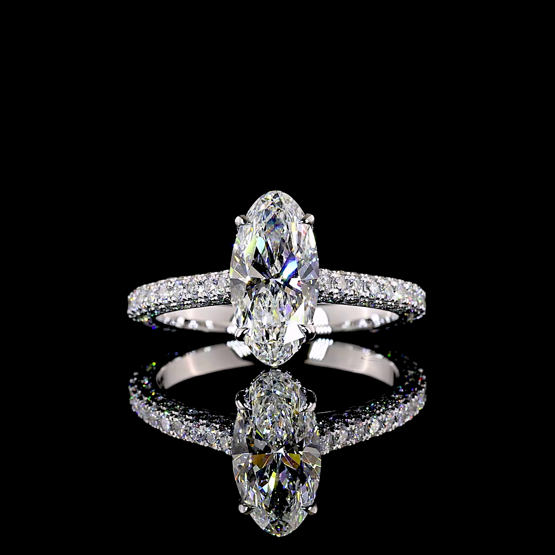 2.43 CTTW MO Lab Grown Diamond Solitaire Diamond Shank Ring Sz. 6.5 (E Color and VVS2 Clarity)