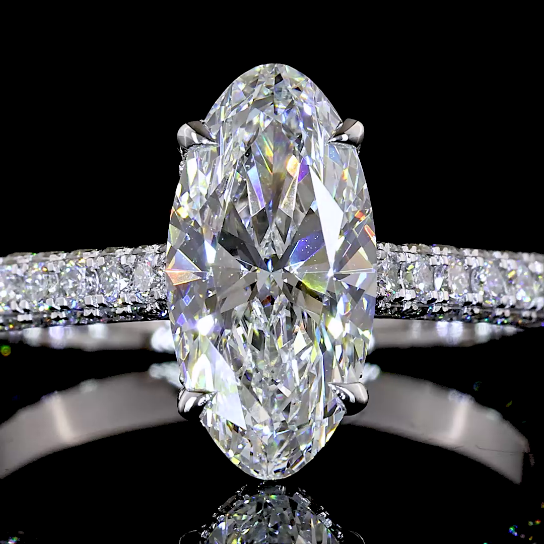 2.43 CTTW MO Lab Grown Diamond Solitaire Diamond Shank Ring Sz. 6.5 (E Color and VVS2 Clarity)