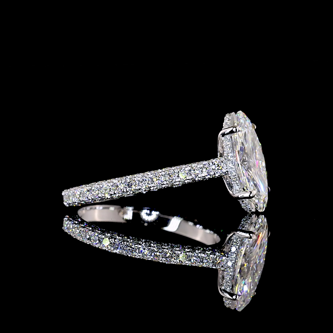 2.43 CTTW MO Lab Grown Diamond Solitaire Diamond Shank Ring Sz. 6.5 (E Color and VVS2 Clarity)