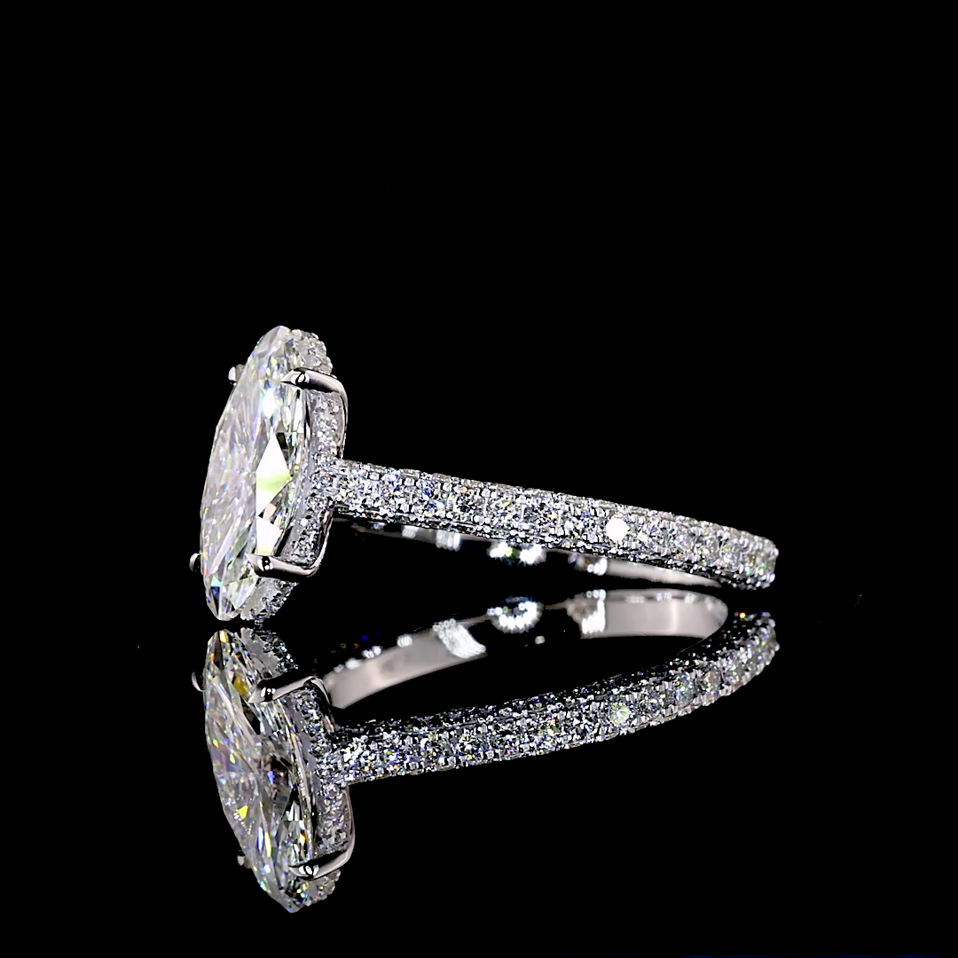 2.43 CTTW MO Lab Grown Diamond Solitaire Diamond Shank Ring Sz. 6.5 (E Color and VVS2 Clarity)