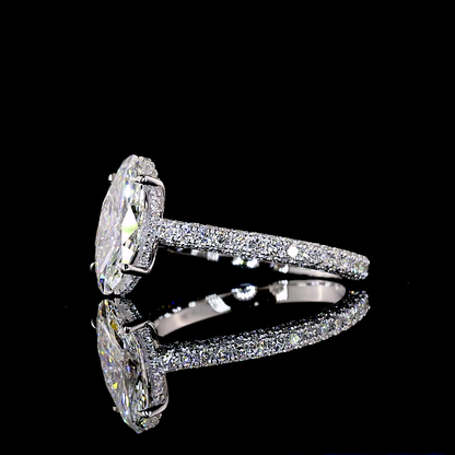 2.43 CTTW MO Lab Grown Diamond Solitaire Diamond Shank Ring Sz. 6.5 (E Color and VVS2 Clarity)