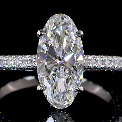 2.88 CTTW MO Lab Grown Diamond Hidden Halo Ring Sz. 6.5 (E Color and VVS2 Clarity)