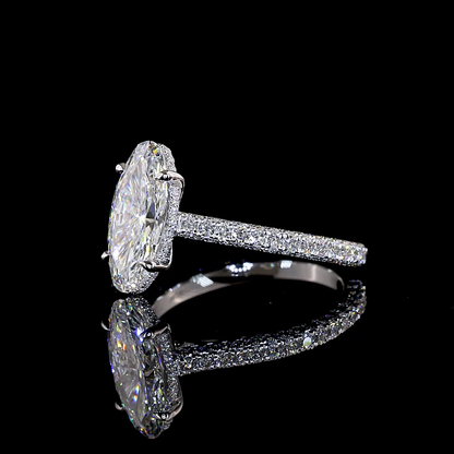 2.88 CTTW MO Lab Grown Diamond Hidden Halo Ring Sz. 6.5 (E Color and VVS2 Clarity)