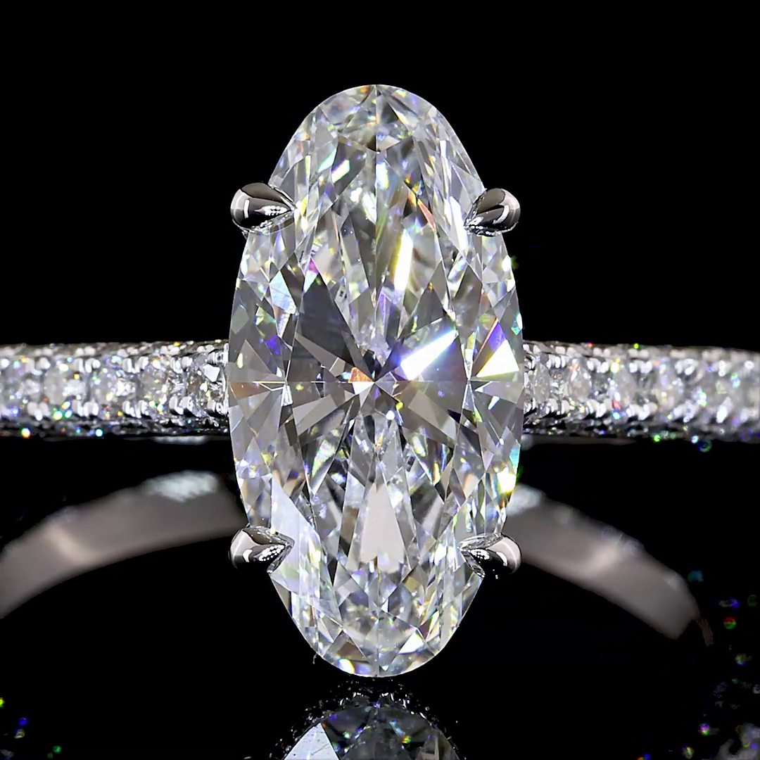 2.90 CTTW MO Lab Grown Diamond Hidden Halo Ring Sz. 6.5 (E Color and VVS2 Clarity)