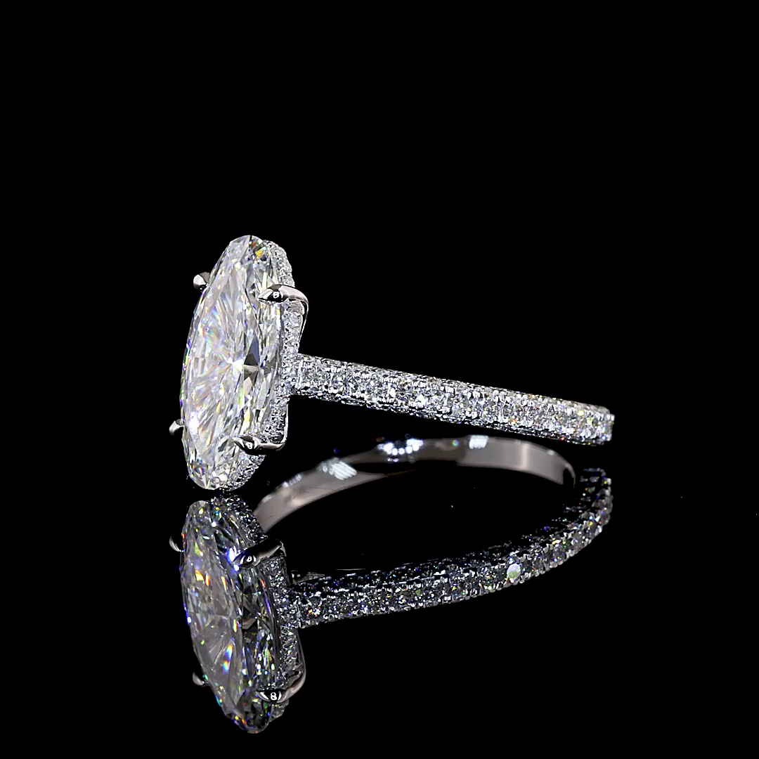2.90 CTTW MO Lab Grown Diamond Hidden Halo Ring Sz. 6.5 (E Color and VVS2 Clarity)