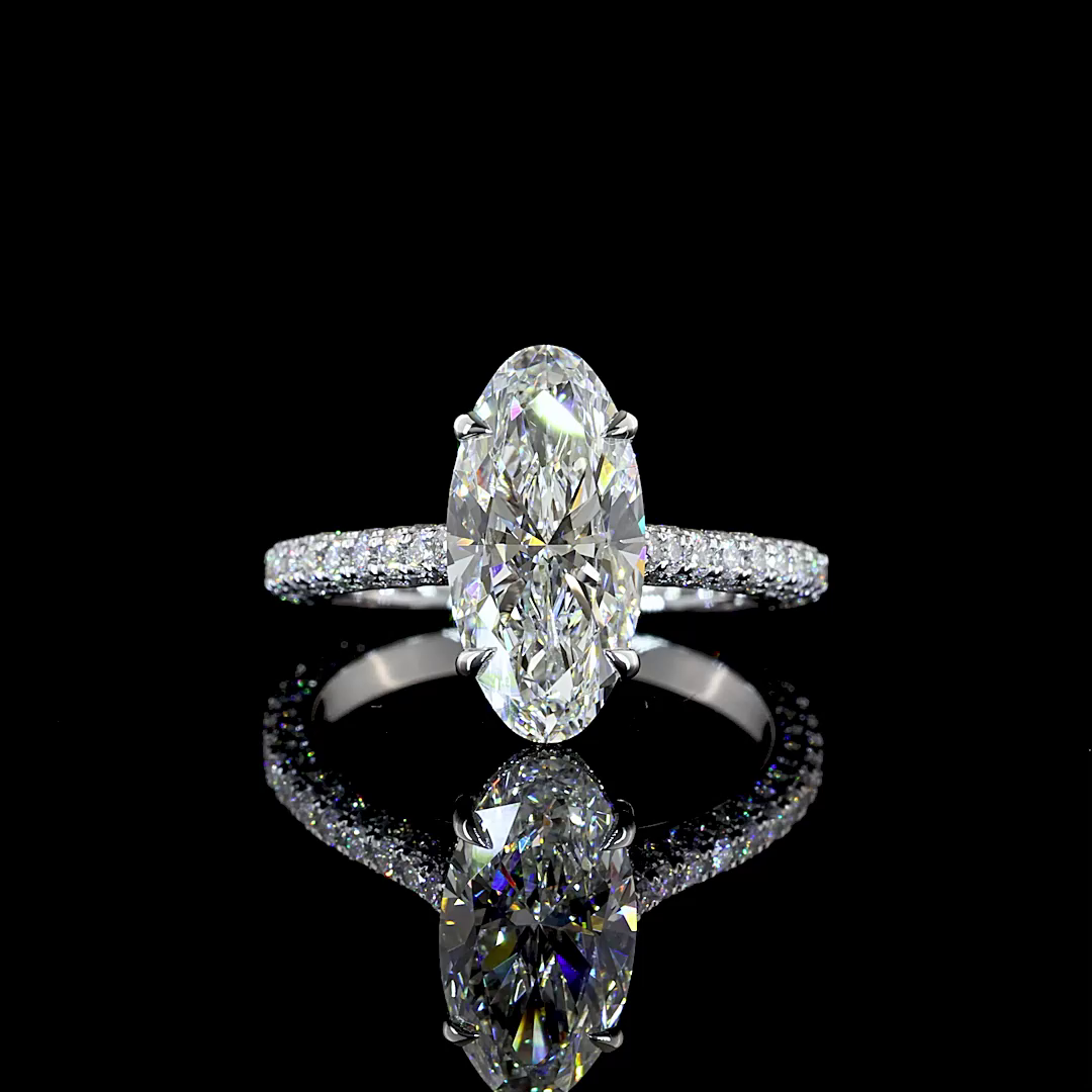3.50 CTTW MO Lab Grown Diamond Hidden Halo Ring Sz. 6.5 (E Color and VVS2 Clarity)